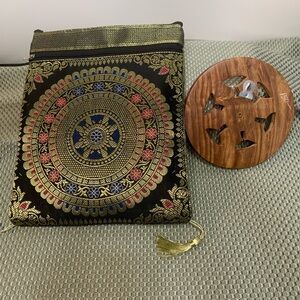 Authentic Crossbody Purse and wall-mounted necklace holder from India